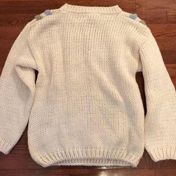 GRANNY  COTTAGE CORE VINTAGE 80S ACRYLIC SWEATER CREAM WEAVE - Picture 2 of 4